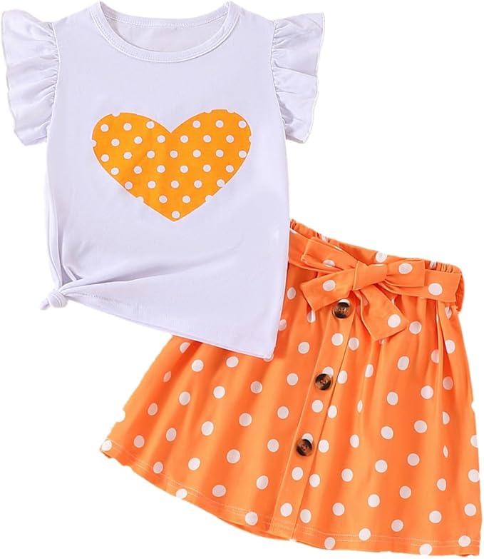 Kid Girl Clothes Shorts Set 2 Piece Outfits Summer Casual Short Sleeve Top and Shorts Set for Girls 4-7 main image