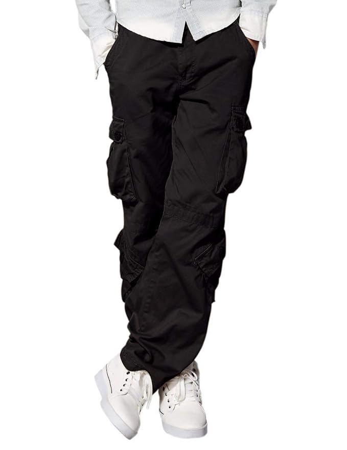 Ubervia Casual Trousers - Cotton | Mens Wild Retro MultiPockets Utility Casual Cotton Cargo Trousers 3357 gallery image