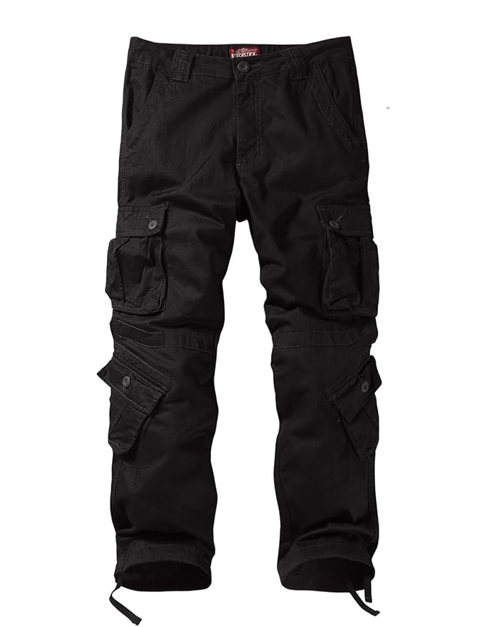 Ubervia Casual Trousers - Cotton | Mens Wild Retro MultiPockets Utility Casual Cotton Cargo Trousers 3357 gallery image