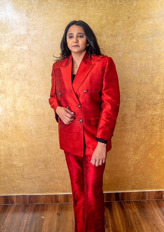 Women's Formal Suit with Blazer and Waist Frill Detail | Matching Trouser Set | Solid Color-Outfit for Office, Meetings, Events and Semi-Formal Occasions-L gallery image
